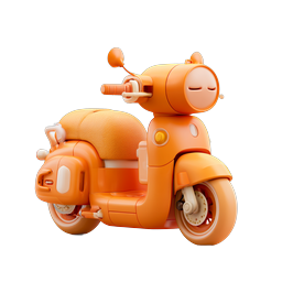 Ícone de scooter laranja brincalhão para necessidades de transporte