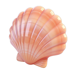 Orange Seashell Icon - Realistic 3D Scallop Shell