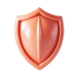 Orange Shield Protection Icon - 3D Clay Style