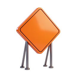 Orange Diamond Sign Stand - 3D Rendered Icon