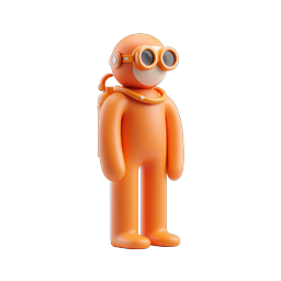 Ícone de personagem 3D de astronauta laranja