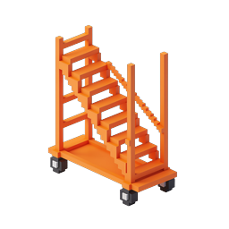 Orange Isometric Staircase Icon - 3D Mobile Steps