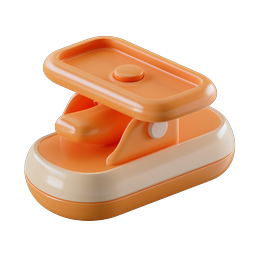 Oranger Heftgerät-Icon - Glänzendes 3D-Bürotool-Design