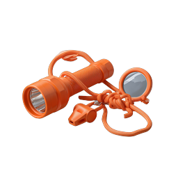 Orange Survival Flashlight Kit with Whistle and Signal Mirror