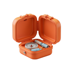 Orange Survival Kit Case with Compass and Flashlight