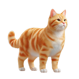 Orange Tabby Cat Realistic 3D Icon - Cute Pet Illustration