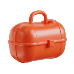 Orange Toolbox 3D Icon - Clay Style Storage Case