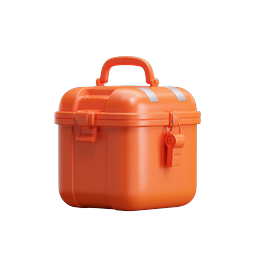 Orange Tool Case Icon - 3D Storage Box Illustration