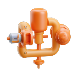 Orange 3D Valve Industrial Icon for Plumbing & Engineering