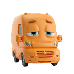 Cute Orange Van Character 3D Icon for Transport Apps
