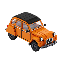 Orangefarbenes Vintage Station Wagon Voxel 3D-Icon