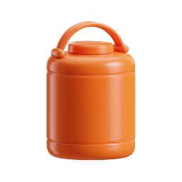 Orange Water Canteen 3D Icon - Clay Style Hydration Bottle