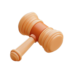Orange Wooden Gavel Icon - Judge's Hammer 3D Illustration