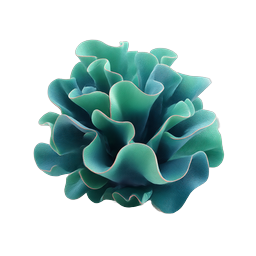 Organic Coral Flower 3D Icon | Teal Botanical Design