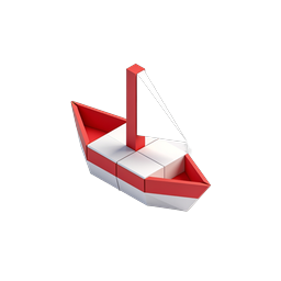 Origami Boat Icon - 3D Isometric Maritime Design