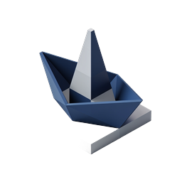 Origami Boat Pyramid 3D Icon - Geometric Design