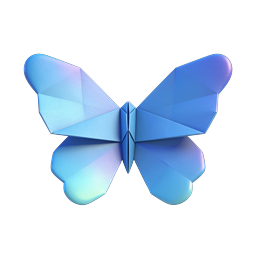 Origami Butterfly Icon | 3D Blue Paper Art Design