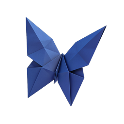 Blue Origami Butterfly 3D Icon | Paper Art Design