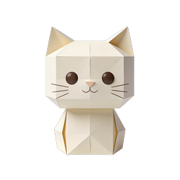 Adorable Origami Cat Icon | Paper Craft 3D Design
