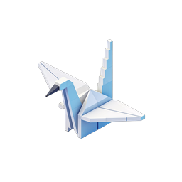 3D Origami Crane Icon - Blue Low-Poly Design