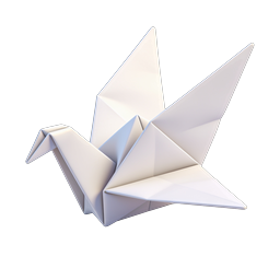 Icona gru di carta origami 3D – design bianco elegante