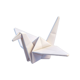 Icône 3D Grue en Origami - Art du Papier Minimaliste