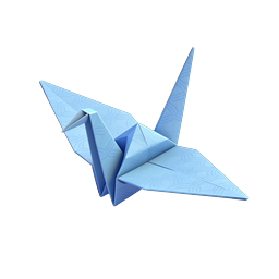 Blue Origami Crane Icon | 3D Paper Bird Illustration