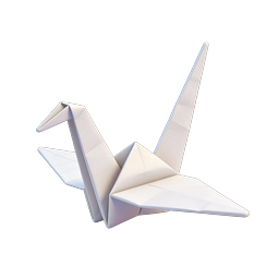 Origami Paper Crane 3D Icon - Japanese Art Symbol