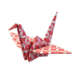 Icona gru origami motivo rosso 3D | arte della carta giapponese