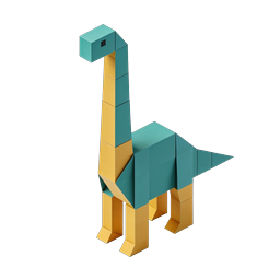 Origami Dinosaur Icon - 3D Paper Craft Sauropod Design