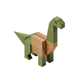Origami Dinosaur Icon - 3D Paper Fold Design