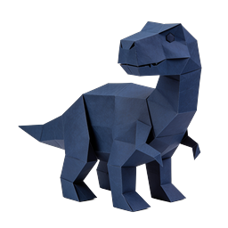 Origami Dinosaur Icon - Navy Blue Paper Craft Design