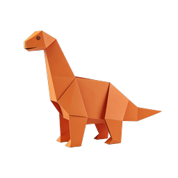 Icono de dinosaurio origami – diseño de artesanía de papel naranja 3D