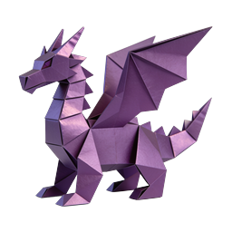Purple Origami Dragon Icon - Fantasy Paper Art Design