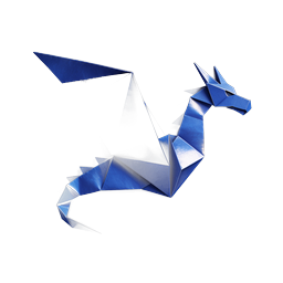 Origami Blue Dragon App Icon - Fantasy Paper Art