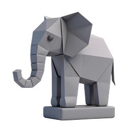 Origami Elephant 3D Icon - Geometric Paper Craft Design
