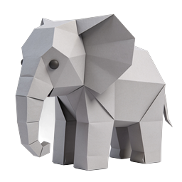 Origami Elephant 3D Paper Craft Icon - Low Poly Design