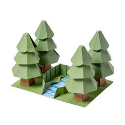 Origami-Waldbach Papierkunst-Icon