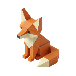 ไอคอนสุนัขจิ้งจอกโอริกามิ 3D - ดีไซน์เรขาคณิตแบบ Low Poly