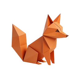 Origami Fox Paper Craft Icon - Geometric Animal Design