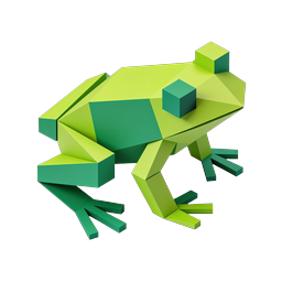 Origami Frog 3D Icon - Low Poly Green Paper Amphibian