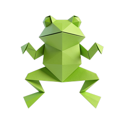 Green Origami Frog 3D Icon - Paper Craft Animal