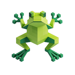 3D Origami Frog Icon - Geometric Green Amphibian Design