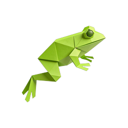 3D Origami Frog Paper Craft Icon | Green Geometric Amphibian