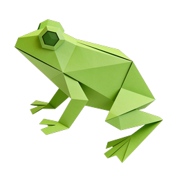 3D Origami Frog Icon | Green Paper Amphibian Design