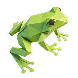 Origami Frog 3D Paper Craft Icon - Green Amphibian