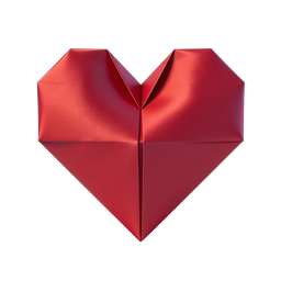 Origami Red Heart Icon - 3D Paper Love Symbol