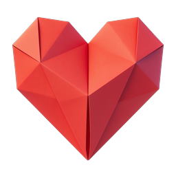 3D Origami Heart Icon - Geometric Love Symbol