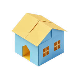 Origami-Haus-Icon - 3D isometrisches Papierkunst-Design
