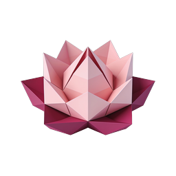 Geometric Origami Lotus Flower Pink 3D Icon